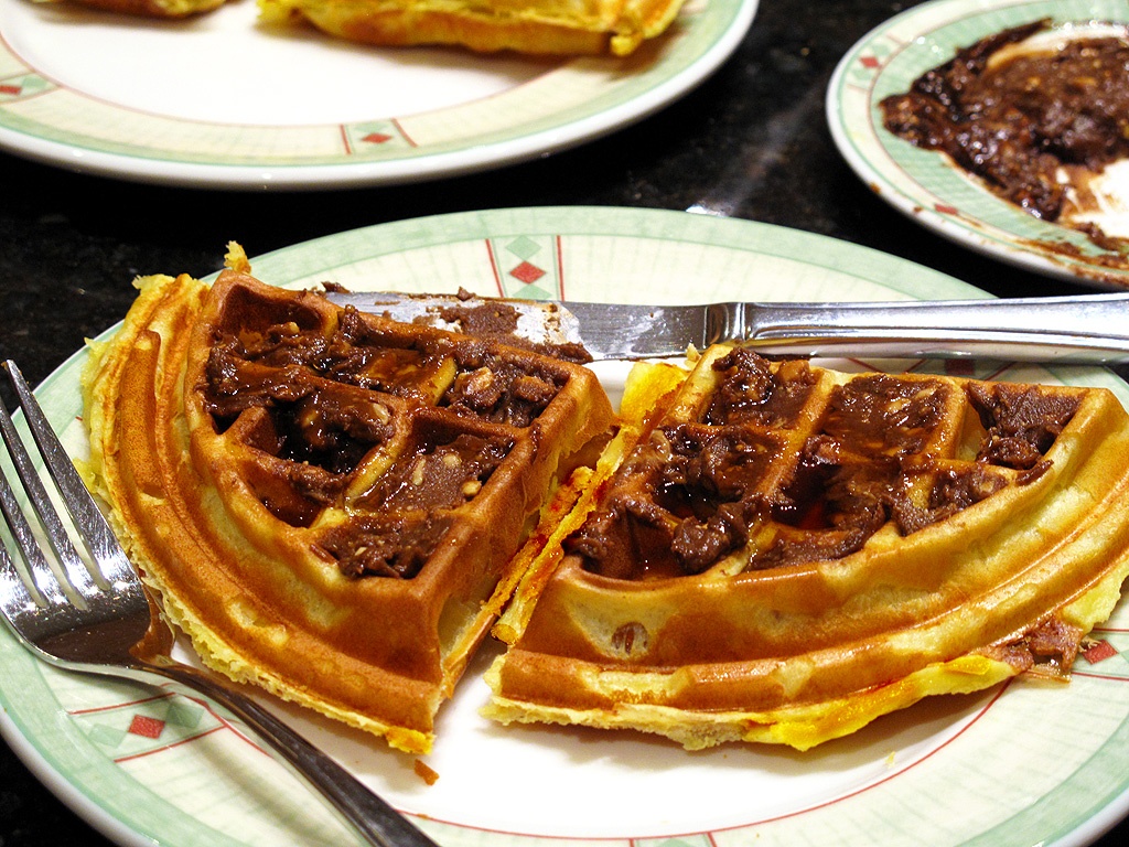 Smother that waffle with chocobutter and drizzle with maple syrop to form the mother of all desserts.